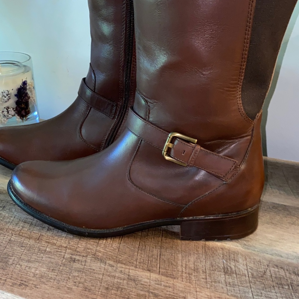 Clarks Plaza Pilot Tall Riding Boots Just Below the Knee Size 11 - Picture 10 of 16